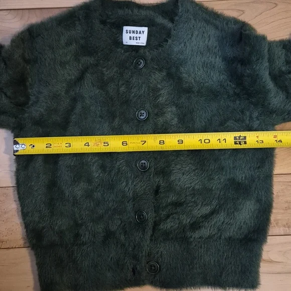 Sunday Best Women's Size XS Forest Green Fuzzy Cardigan - Picture 5 of 6